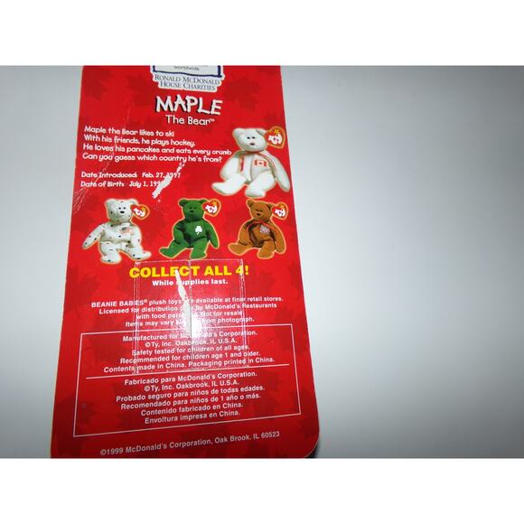 Maple the Bear Ty‎ Beanie Baby McDonalds 1999 New - Picture 4 of 4